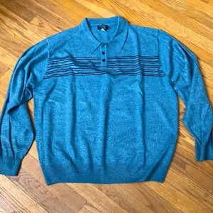 Dockers vintage sweater, blue with navy stripe, 100% acrylic, mens XL